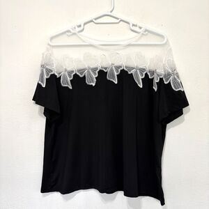 Womens Beaded Mesh Plus Size Top 5X Classic Preppy Holiday Glam Formal